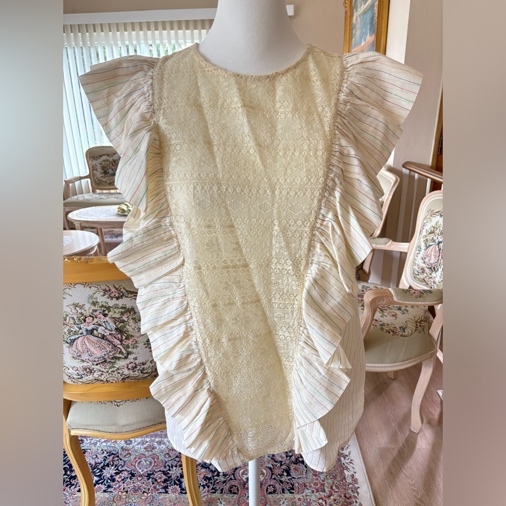 Antik Batik Gelly Top in Cream - Size S